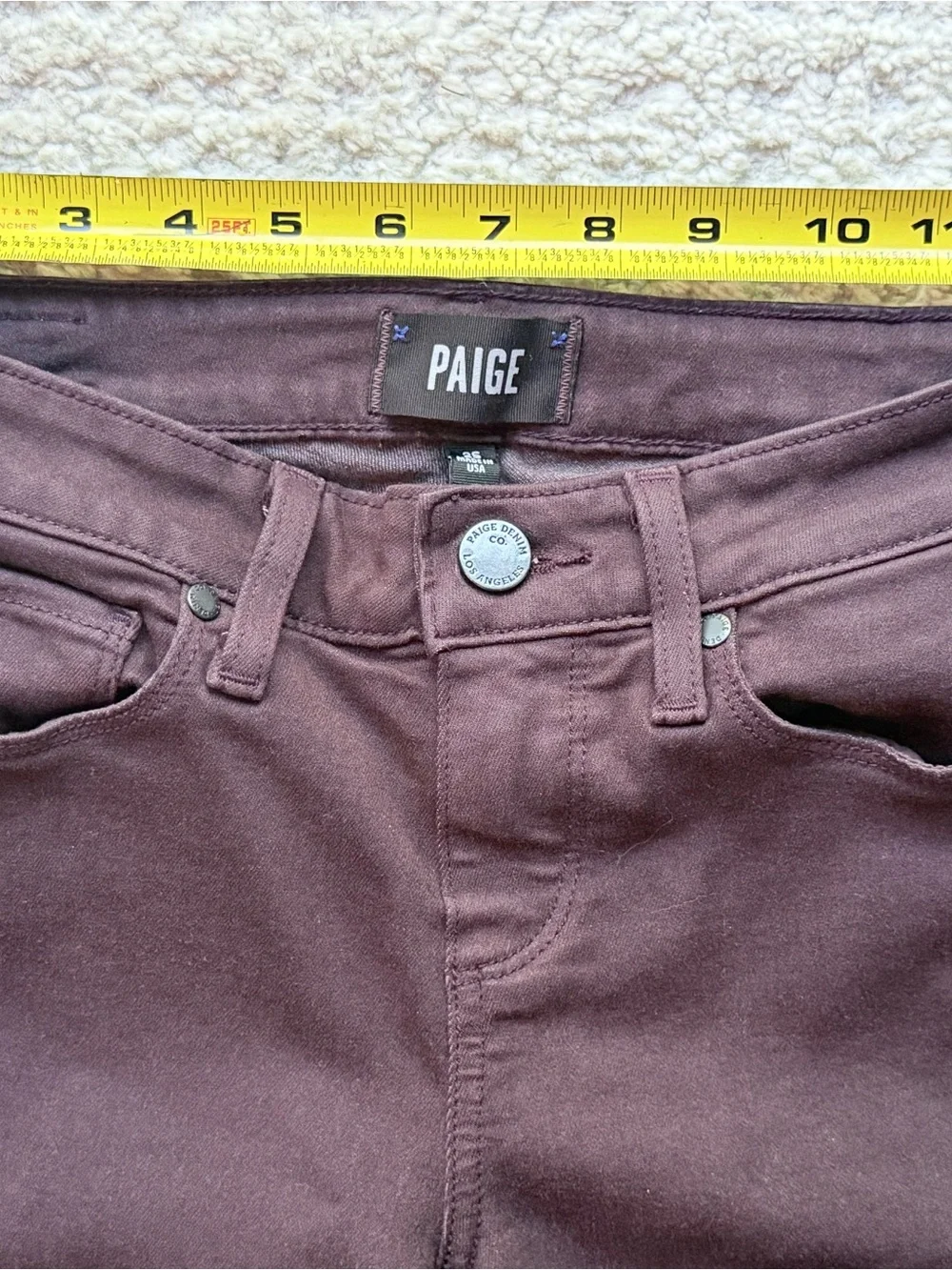 PAIGE $189 Verdugo Ultra Skinny Jeans in Dark Wine 25 - Picture 7 of 8
